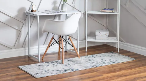 Vista 5 de Unique Loom Sumter Collection - Alfombra Rhett (2 pies x 6 pies, gris/azul marino)