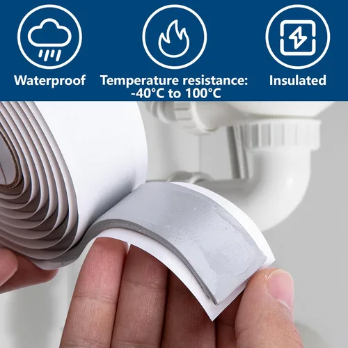 Vista 3 de Masilla de silicona moldeable de 79 x 1 pulgadas, cinta de masilla de sello de butilo impermeable de 0.197 in de grosor, cinta aislante gris