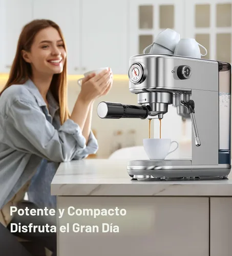 Vista 8 de Máquina de café expreso con espumador de leche, cafetera de espresso a presión de 20 bares, con tanque extraíble de 44 onzas, cafetera compacta