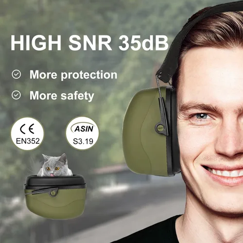 Vista 2 de ZOHAN EM028 Orejeras de protección auditiva pasiva para tiro, protección auditiva de alta reducción de ruido SNR 35dB para campo de tiro, caza