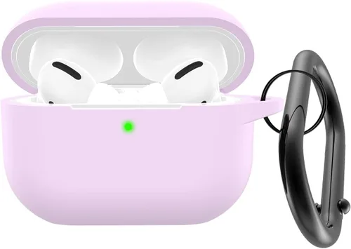 Vista 10 de Funda para Airpods Pro 2 con llavero, funda protectora de silicona suave rosa para Apple Airpods Pro Gen 2, LED frontal visible A-rosa arena