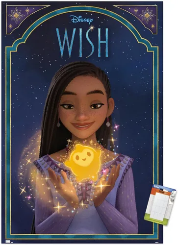 Vista 9 de Trends International Disney Wish - Póster de pared de Asha & Star, 22.4 pulgadas de largo x 14.7 pulgadas, versión enmarcada en madera de granero
