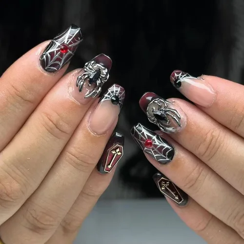 Vista 20 de MISUD Uñas a presión – Uñas con pegamento de almendras medianas con cromo, diseño de punta francesa acrílica, 24 piezas