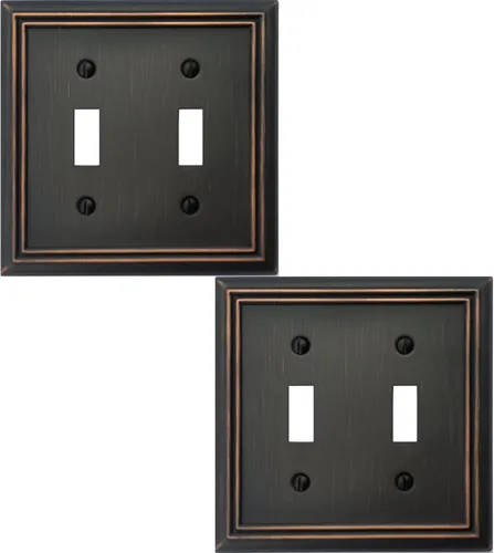 Vista 10 de OKAWYC Adler - Placa de pared de metal para interruptor de luz de decoración individual, paquete de 2 unidades de bronce envejecido de 1 banda