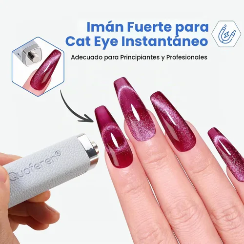 Vista 4 de Quaferen Mini luz UV de mano para uñas de gel con soporte, lámpara de uñas recargable de curación flash con sensor automático, imán de ojo de gato