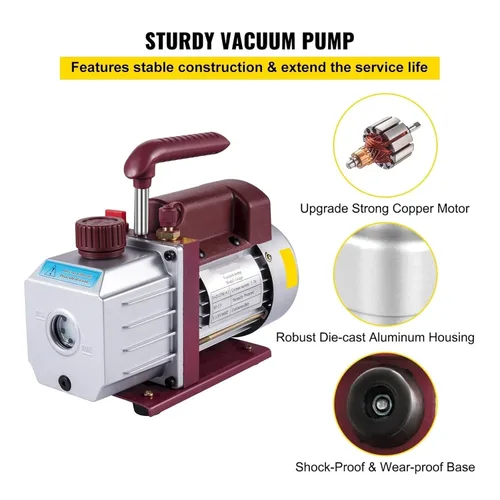 Vista 2 de Bomba de vacío, bomba de vacío, bomba de vacío de 4.5CFM, bomba de vacío de paletas rotativas de una etapa HVAC, bomba de vacío de paletas rotativas