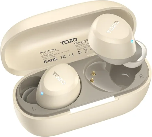 Vista 10 de TOZO Auriculares inalámbricos A1 Bluetooth 5.3 de peso ligero en el oído IPX5 Auriculares impermeables 2 micrófonos para llamadas AI, auriculares