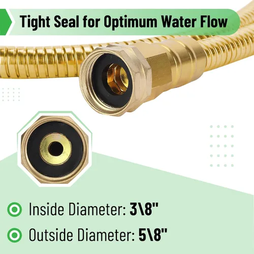 Vista 3 de UNCO - Manguera de metal de acero inoxidable, 5 pies - Oro, sin torceduras, manguera de jardín corta
