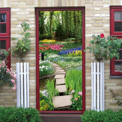 Vista 12 de TUOKING Adhesivo para puerta, calcomanías de vinilo para puerta, mural autoadhesivo para decoración del hogar, 30.3 pulgadas de ancho x 78.7