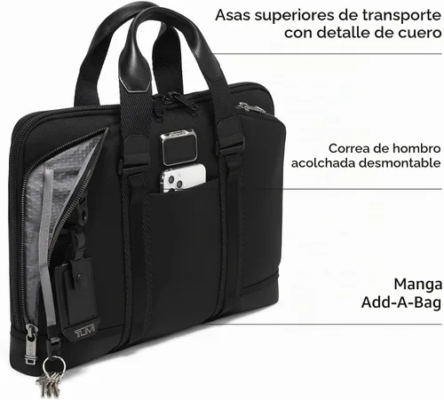 Vista 5 de Tumi - Alpha Bravo Academy Brief - Maletín compacto para portátil - Bolso de viaje para portátil - 11.8" X 15.5" X 2.0" - Para portátil de 15" Negro