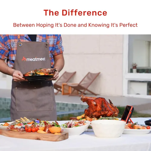 Vista 6 de Termómetro inalámbrico Meatmeet X Pro para carne con Wi-Fi dual y Bluetooth, termómetro digital para carne con 2 sondas y base de pantalla LED, 6