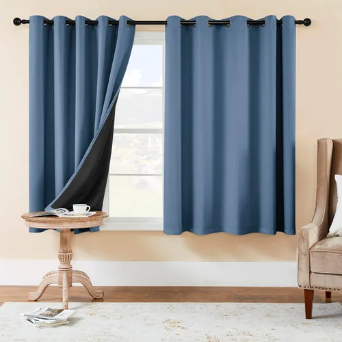 Vista 43 de Rutterllow Cortinas 100% Opacas de 340 GSM, 2 Paneles, Sombra Completa de 84 Pulgadas de Largo, Cortinas Completas para Sala de Estar, Cortinas