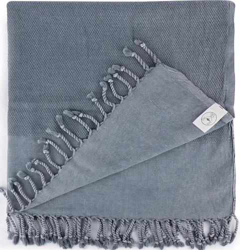 Vista 3 de Bersuse Toalla turca 100% algodón Zuma lavado a la piedra, 33 x 66 pulgadas, antracita