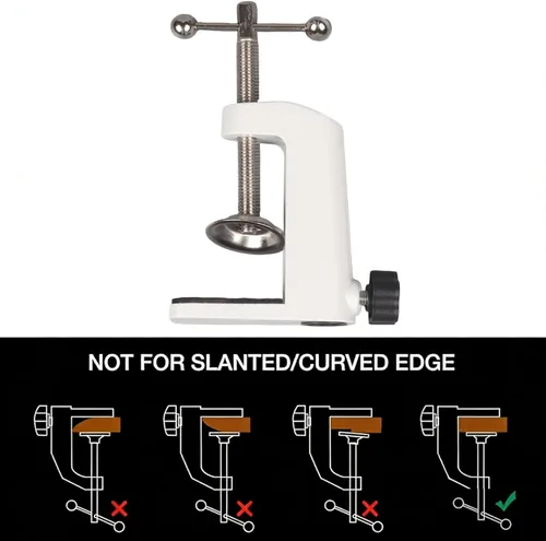 Vista 5 de Soporte de lámpara universal con abrazadera en C Base de abrazadera de montaje de escritorio para luces de brazo oscilante, iluminación de Blanco