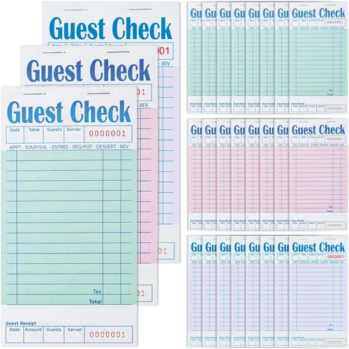 Vista 22 de ZPARIK Libros de cheques de invitados para servidores, bloc de notas de servidor, paquete de 6, papel de color natural, bloc de notas para camarera