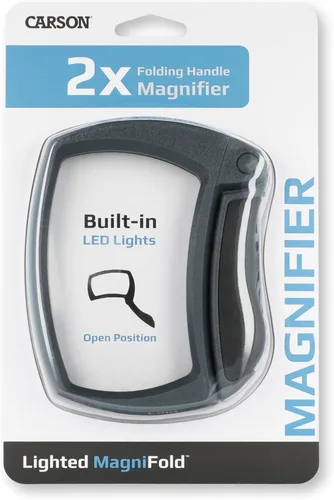 Vista 5 de Carson Lupa LED iluminada con 2 lupas rectangulares de potencia para leer, inspección, baja visión, pasatiempos y manualidades (MJ-50)
