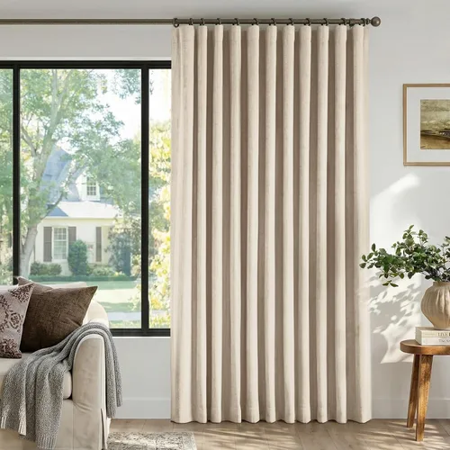 Vista 35 de INOVADAY Cortinas térmicas para puerta corredera 100% opacas para dormitorio, cortinas de puerta corrediza de vidrio extra anchas para patio, lino