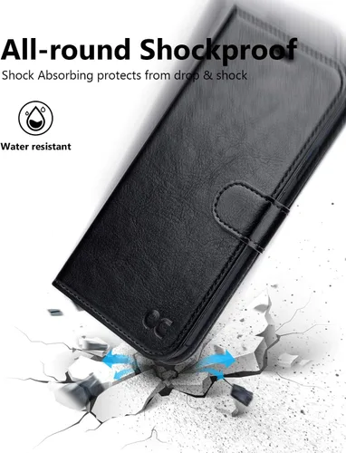 Vista 6 de OCASE Funda tipo cartera compatible con iPhone 11 con tarjetero y soporte para tarjetas, funda de piel sintética con función atril y cierre