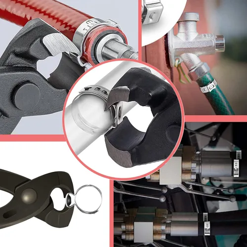 Vista 4 de Alicates de abrazadera de oreja de 9 pulgadas de acero al carbono Herramienta de pinza de oreja de una sola abrazadera de oreja Pinzas Herramienta