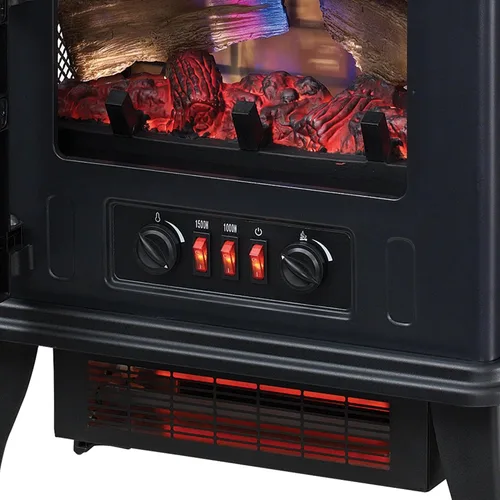 Vista 9 de duraflame® Calentador eléctrico de estufa de chimenea de cuarzo infrarrojo 3D, negro