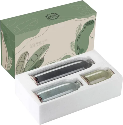 Vista 6 de Juego de 3 jarrones de cerámica, pequeños jarrones para decoración moderna de granja, detalles de sala de estar y centros de mesa de comedor, idea