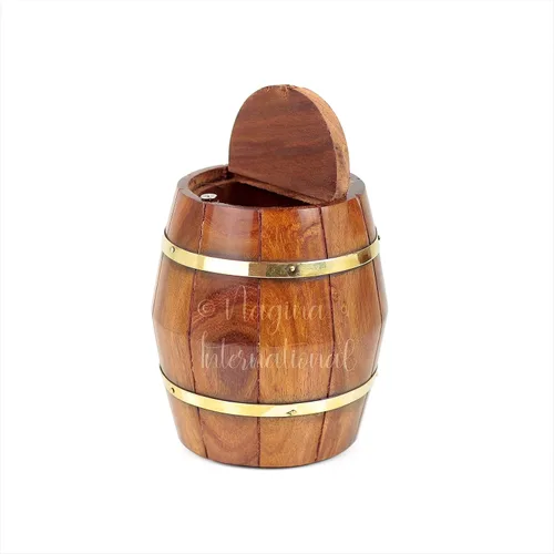Vista 5 de Banco de dinero de barril de madera náutica - Decoración del hogar pirata - Nagina International