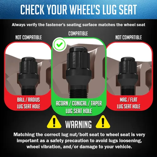 Vista 5 de Tuercas de Accesorios de Rueda Partes 24 Piezas M14 x 1.5 14 x 1.5 Rosca Asiento Bellota Tornillo de Perno Acabado Negro 33mm Longitud de Vástago