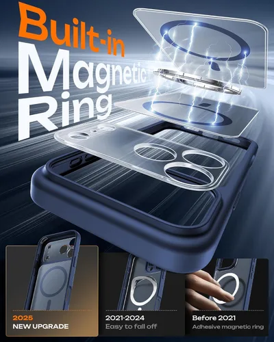 Vista 1113 de TOCOL Funda para iPhone 11, compatible con Magsafe, protección completa de cámara, imanes integrados, protección contra caídas, funda translúcida