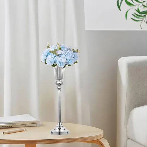 Vista 7 de Jarrón plateado para decoración de mesa de centro de mesa, jarrones de 22.4 pulgadas de alto para centros de mesa, centros de mesa de boda