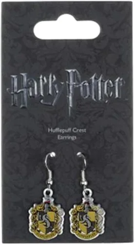 Vista 2 de Pendientes de gota con diseño de escudo Hufflepuff con diseño oficial de Harry Potter