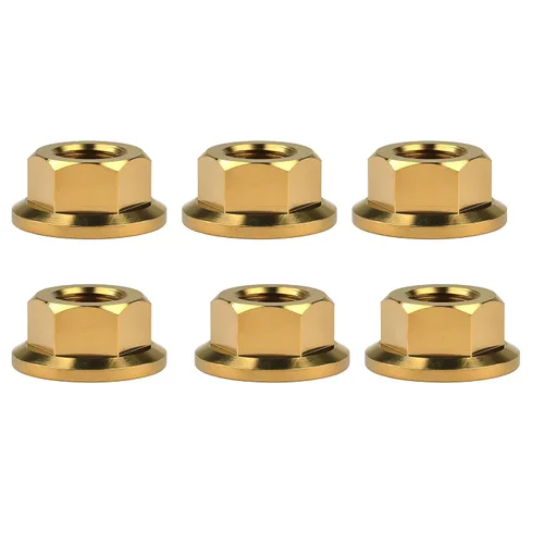 Vista 53 de Juego de 6 tuercas hexagonales de titanio DIN6923 M5 M6 M8 M10 M12 M14 M16 (paso M6 0.039 in, titanio normal)