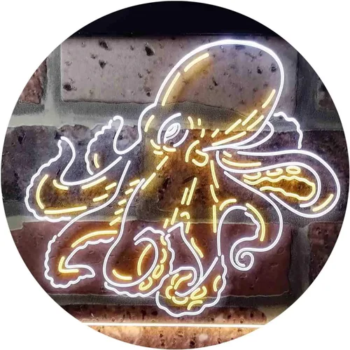 Vista 15 de ADVPRO Octopus Ocean Display Room Dual Color LED Neon Sign Azul y Rojo 12 x 8 pulgadas st6s32-i3734-br