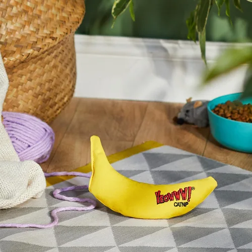 Vista 5 de ¡Yeowww! Juguete de Hierba Gatera, Plátano Amarillo