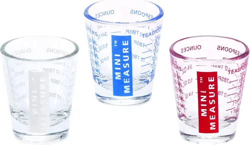 Vista 9 de Kolder Mini Medida de vidrio pesado, 20 mediciones incrementales multiusos líquido y seco vaso de chupito, blanco, juego de 2