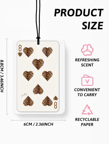 Vista 2 de Ambientador de coche con estampado retro de guepardo, 4 piezas, estampado de leopardo, 8 bolas de la suerte, ambientador colgante para el hogar