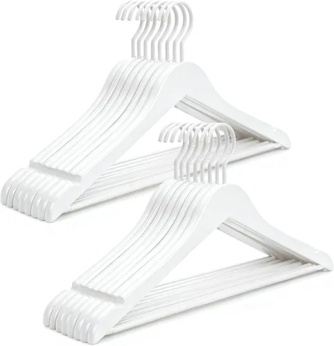 Vista 12 de TOPIA HANGER - Juego de perchas de madera premium, perchas de madera de lujo boutique con gancho extra grueso y barra antideslizante para Negro