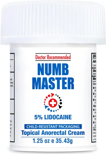 Numb Master - Crema anestésica tópica al 5% de lidocaína con aloe, vitamina E, 1 onza de máxima fuerza anestésica tópica, crema para aliviar el