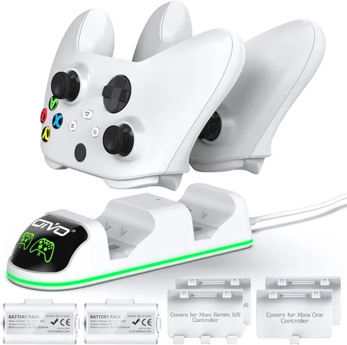Cargador de controlador compatible con Xbox Series XSXbox One estación de carga de controlador con 2 baterías recargables de 1300 mAh base de carga