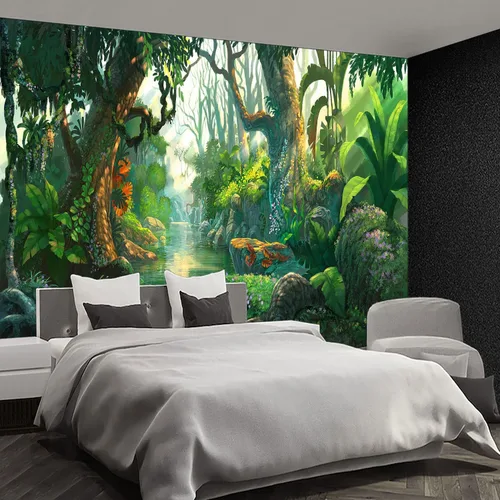 Mural de árbol de bosque natural, fondos de paisaje, bosque y selva, papel tapiz extra grande para dormitorio y sala de estar (no despegar y pegar)-