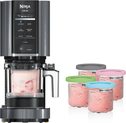 Ninja CREAMi - Máquina para hacer helados 7 en 1, incluye (5) pintas, para helado, gelato, sorbete, batidos, mezclas, cuencos para batidos y más