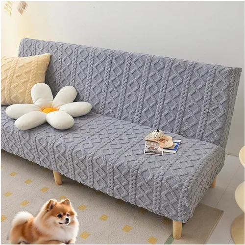 Vista 9 de Funda de terciopelo coral para futón, funda para sofá cama sin brazos a prueba de arañazos y gatos para sala de estar (azul, S)