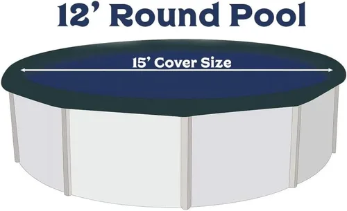 Vista 3 de Cubierta económica para piscina de invierno para piscinas redondas de 12 pies Azul/Negro Fácil de instalar, protección UV y duradera Incluye