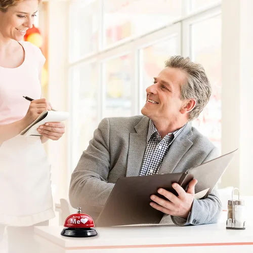 Vista 6 de Campana de llamada de 2 piezas Campana de mano Servicio de campana de barra de servicio de mostrador de servicio Campana de llamada Timbre