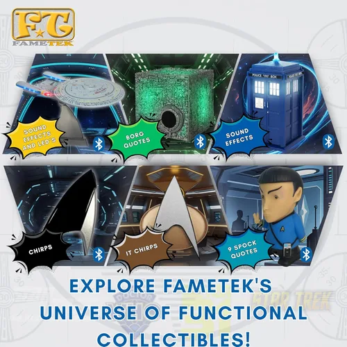 Vista 5 de FAMETEK Star Trek: TOS - Mr. Spock - Altavoz Bluetooth de 6 pulgadas con efectos de sonido, micrófono y citas auténticas de Spock