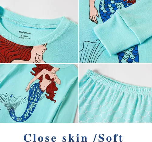 Vista 3 de Babyroom Pijamas de algodón a juego para niñas y niños pequeños, 4 piezas, ropa de dormir de Navidad