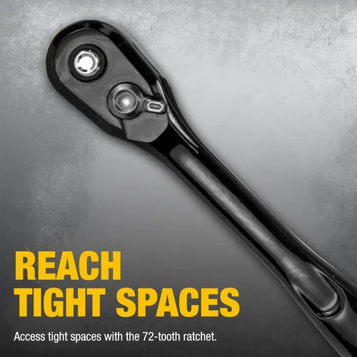 Vista 3 de DEWALT - Juego de llaves de impacto con carraca, métrica/SAE, 1/2" de transmisión, juego de 23 piezas con estuche (DWMT74739)