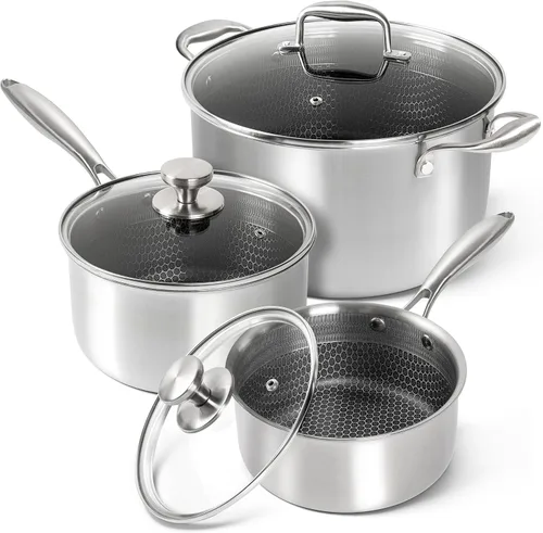 Vista 8 de MICHELANGELO Cacerola de 1 cuarto de galón con tapa, sartén de acero inoxidable de triple capa premium con tapa, cacerola pequeña