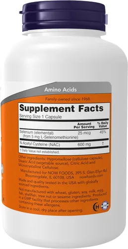 Vista 2 de Now Foods, NAC 600mg con selenio, 250 cápsulas (paquete de 2)
