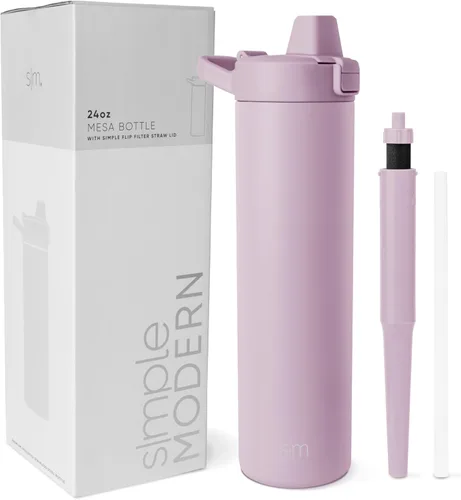 Vista 29 de Botella de agua filtrada Simple Modern Botellas de agua de viaje con filtro de carbono de acero inoxidable aislada Reutilizable para agua