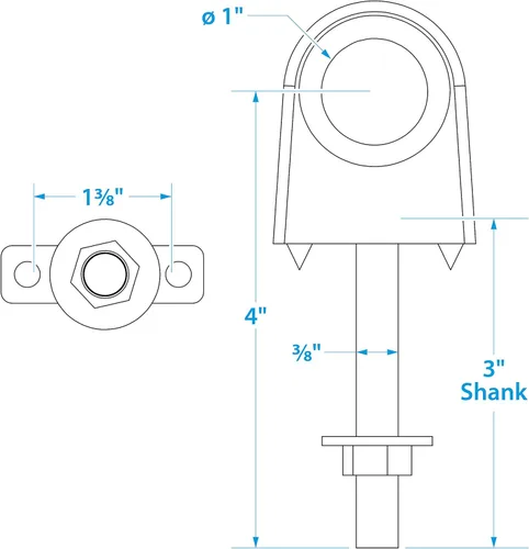 Vista 6 de Seachoice Single Shank Bow Eye for Tow Lines or Boat Trailer Winch Hook, 3 in. Shank, 1 in. Eye Diameter